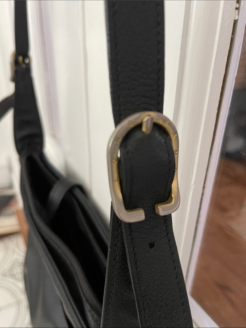 Longchamp Black Leather Messenger Bag - Picture 2 of 12